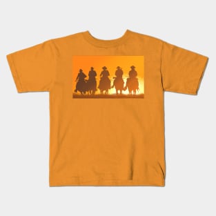 Five Cowboys ride at Sunset Kids T-Shirt